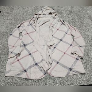 Cuddl Duds Women's Beige Plaid Hooded Cardigan Size Small/Medium